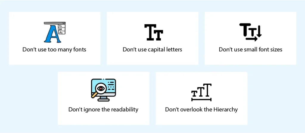 What are the mistakes to avoid when building a typographic hierarchy