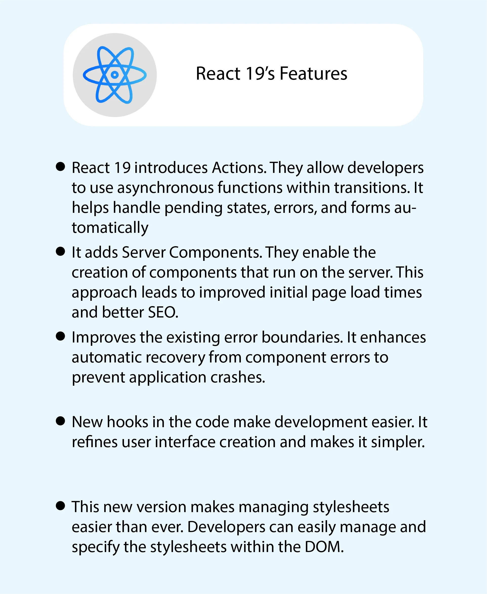 What can the latest version of React do