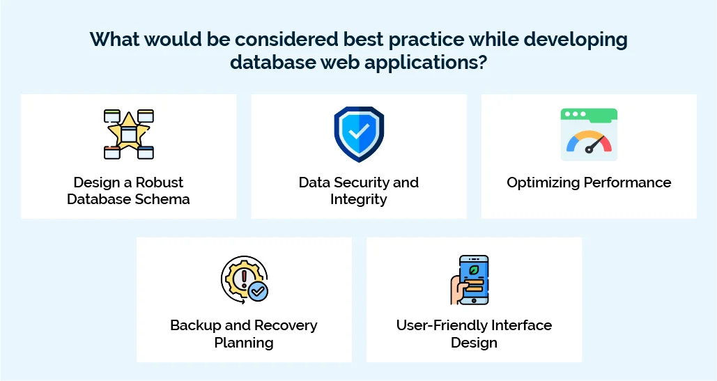 What would be considered best practice while developing database web applications?