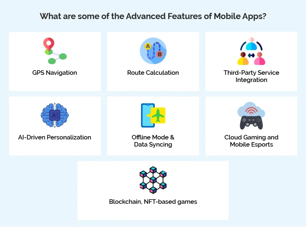 What are some of the Advanced Features of Mobile Apps